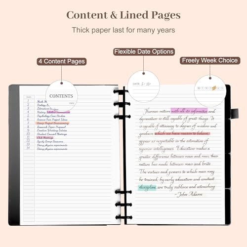 Yoment Refillable Notebooks for Work 5 Subject with Removable Dividers Tabs