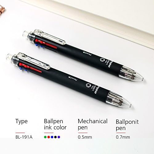 Baile Grip 5+1, 5 Color 0.7 mm Ballpoint Multi Pen & 0.5 mm Pencil With Eraser In Cap (BLACK)