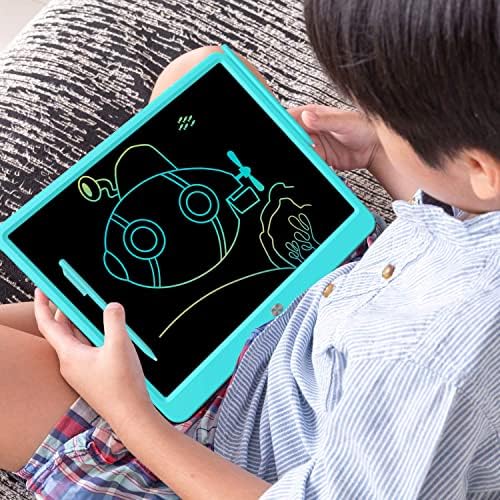 FLUESTON LCD Writing Tablet, Doodle Board Toys Gifts for 3-8 Year Old Girls Boys, 15 Inch Colorful Electronic Board Drawing Pad for Kids, Gifts for Toddler Educational Learning Travel Christmas, Blue