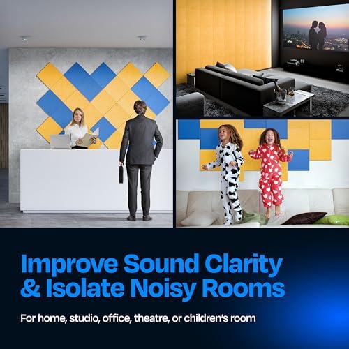 Acoustic Panels 12-Pack Soundproof Wall Panels 12"X12"X0.4" Sound Panels High Density Sound Dampening Panels - [Sunny Yellow Square]