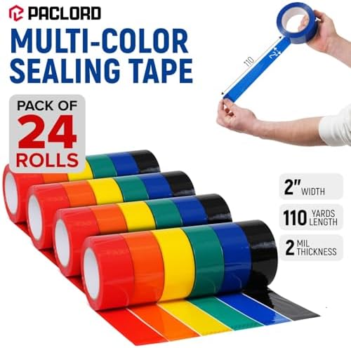 2" x 110 Yards Multi-Color Packing Tape, 24 Rolls Pack (4 x 6 Colors)