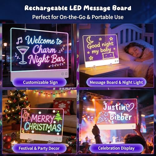 16" Rechargeable LED Drawing Board,13 Light Effects Neon Light Up Drawing Tablet,Dry Erase Glow Doodle Pad with Markers & Tracing Paper,Gift Toy for Boys Girls Birthday Christmas
