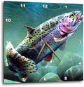 3dRose Wall Clock Silent - 10 inch - Rainbow Trout - Fishing