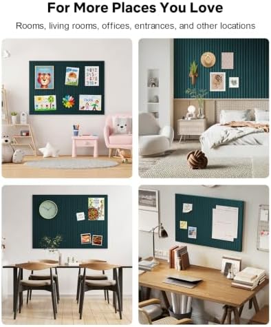 48" x 36" Large Cork Bulletin Board Tiles, Peel and Stick Felt Wall Panels for Vision, Message Center, Picture and Prayer Board for Office, Dorm, Room and Desk Decor(Pine Green)