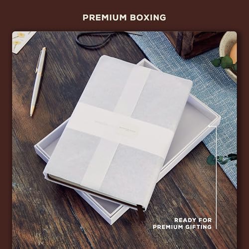 BEECHMORE BOOKS Premium Lined Leather Journal for Men & Women, 5" x 8" (A5) Thick 120gsm Ivory Cream Paper Notebook, Hardcover Vegan Leather Personal Diary, With Gift Box (Chestnut Brown) (Pack of 2)