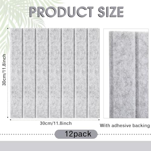 Honoson 12 Pack Felt Bulletin Board Self Adhesive Wall Tiles, Marble Gray