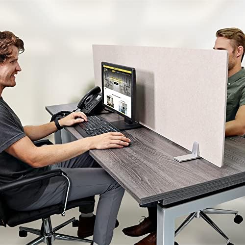 OBEX Free Standing Desk PET Privacy Screen, Table Top Home & Office Furniture Partitions and Dividers, Portable Workstation Freestanding Panels, 18" x 36" Sand