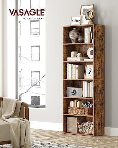 VASAGLE 6-Tier Bookshelf, Storage Organizer, 23.6 x 9.5 x 63.2 Inches
