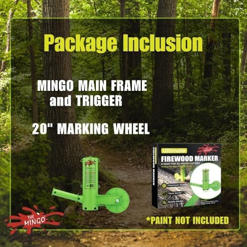 The Mingo Marker Firewood Measuring Tool - Chainsaw Firewood Marking Tool With Marking Wheel - Log Paint Marker -Firewood Measuring Tool For Chainsaw (Mingo Marker With 20" Wheel)