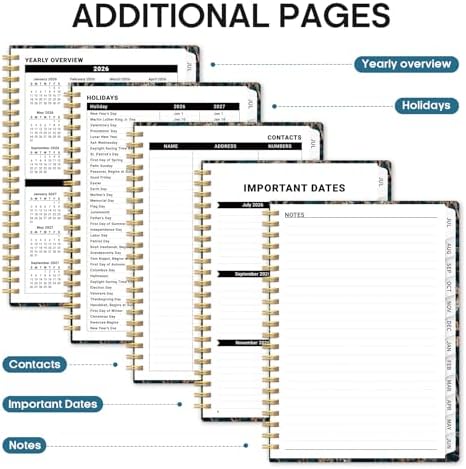 Planner 2026-2027, Jul 2026-Jun 2027 Academic Monthly & Weekly Planner | 6.3" x 8.5" Hardcover Pretty Calendar Planner for Women, Spiral Organizer for School Office Home Supplies, Royal Flowers