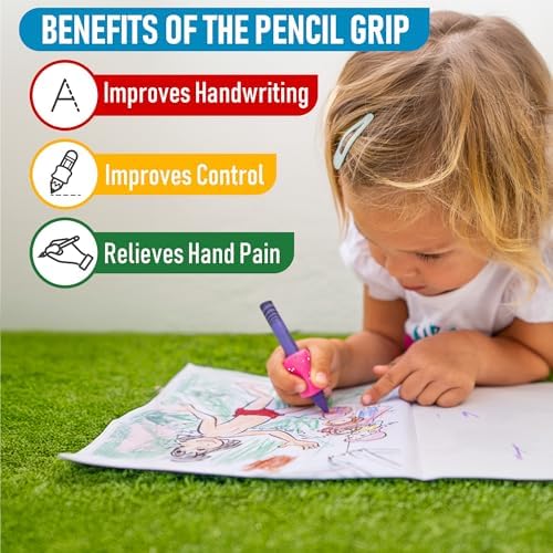 The Pencil Grip Glitter Pencil Grippers 6 Pcs, Pencil Grips for Kids Handwriting, Ergonomic Pen Grip for Righties & Lefties, Pencil Holder for Kids, Toddlers, Adults, Writing Tool with Finger Cushion