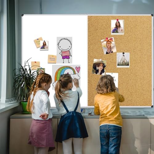 XBoard Magnetic White Board Bulletin Corkboard Combination 60 x 40 Inch