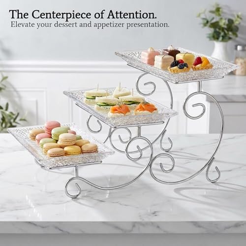 Godinger Dublin 3- Tiered Serving Stand for party and Event Dessert and Food Display Server
