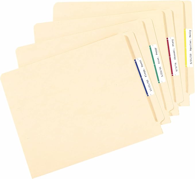 Avery File Folder Labels with Sure Feed, 2/3" x 3-7/16", 750 Printable Labels, Removable, Assorted (6466)
