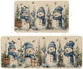 Baccessor Christmas Kitchen Rugs Set of 2 Blue Snowman 17x29 and 17x47 Inch