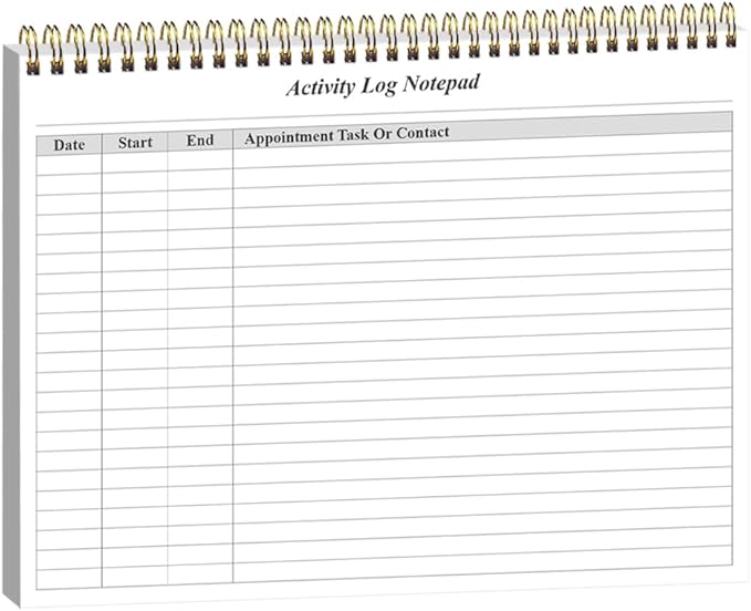 Getvow Activity Log Notepad - Spiral Activity Log Book for Business Work, Undated Weekly To Do List Notepad, Organized Time Spending, Appointment or Contact, 52 Sheets, 100gsm Paper, 8.5" x 11"