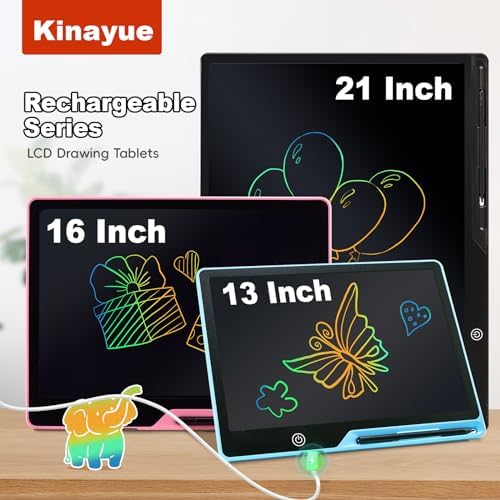 LCD Writing Tablet for Kids, Rechargeable 21 Inch Doodle Board,Easter Basket Stuffers,Preschool Learning Toys Christmas Birthday Gift 3 4 5 6 7 Year Old Girls Boys (Black)