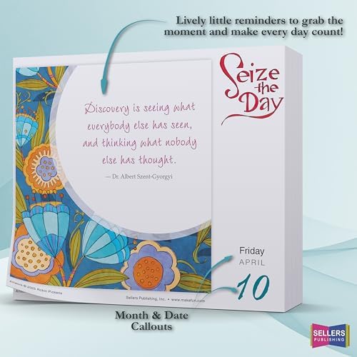 Seize the Day 2026 Daily Desk Calendar: Boxed Page-a-Day Inspirational Calendar by Robin Pickens with Day-to-Day Uplifting Quotes & Colorful Art