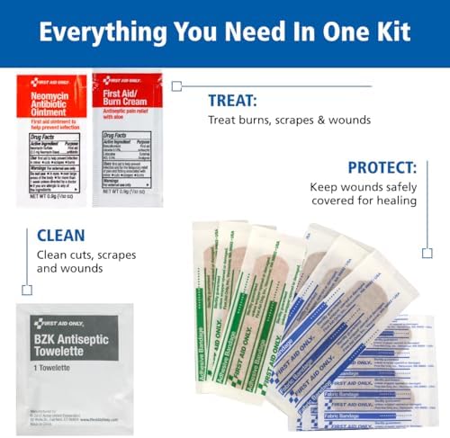 First Aid Only SmartCompliance 50-Person OSHA Compliant First Aid Kit for Business and Office Spaces - Large Plastic Cabinet - Emergency Supplies for Cuts, Bruises, and Scrapes - 245 Pieces