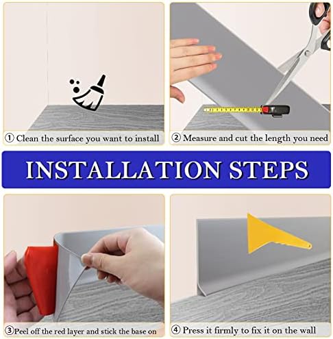 LSGCQ Vinyl Baseboard Molding Trim 4 Inch Self-Adhesive Vinyl Wall Base