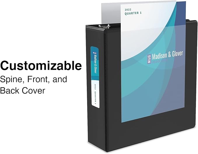 Staples Standard 2-Inch Round Ring View Binder, Black, 350 Sheets | Clear overlay for custom covers. Binder for school and office use.