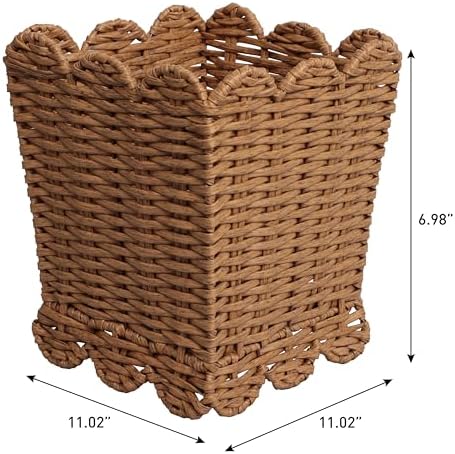 happimess Silas 3.3 Gal Square Wicker Resin Wastebasket, Natural, Set of 2