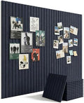 Aothia 12-Pack Felt Bulletin Board Tiles 48"x36", Modular Push Pin Board for Home Office & Classroom, Cork Board Alternative for Notes, Photos & Schedules, 70 Adhesive Tabs & 40 Pins - Carbon Blue