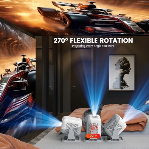 Mini Projector with WiFi and Bluetooth, 4K Portable Projector Compatible with Netflix, Auto Focus&Keystone, Smart Projector for Outdoor/TV /Bedroom/Ceilling