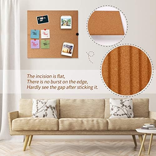 Cork Bulletin Board 17"x8" - 1/2" Thick Cork Board Tiles Frameless Cork Tiles, Self-Adhesive Corkboards Wall Decor with Two Box Bonus Pushpins for Office, School and Home (10pack)