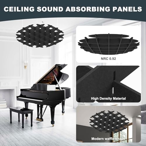 Acoustic Ceiling Panels Sound Absorbing Panels, Hexagon Black