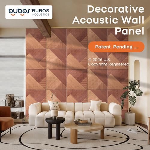 BUBOS 6-Pack Acoustic Panels, Wood Grain Sound Absorbing Panels, 23.6"x23.6"