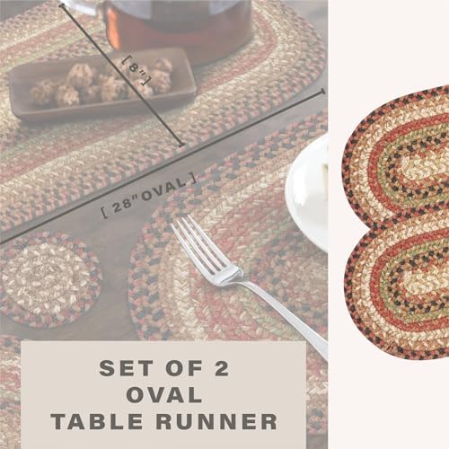 Homespice Gingerbread Jute Braided Table Runner, Oval 8x28 Set of 2