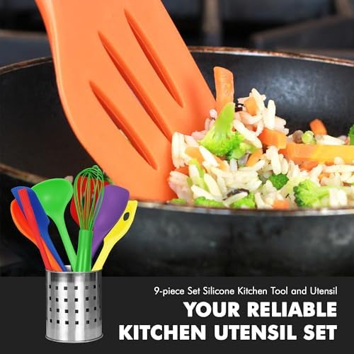 Chef Craft 9 Piece Multicolor Premium Silicone Kitchen Tool Set (42088)