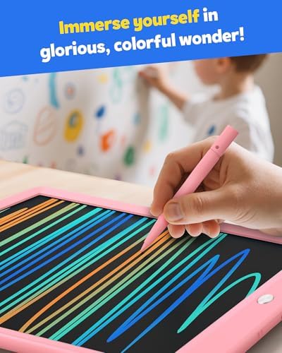 TEKFUN LCD Writing Tablet for Kids, 10-inch Coloring Drawing Pad, Mess Free Doodle Board, Christmas Gifts for Girls and Toddlers, Toys for 3 4 5 6 7 8 Year Old Boys (Pink) (Pack of 2)