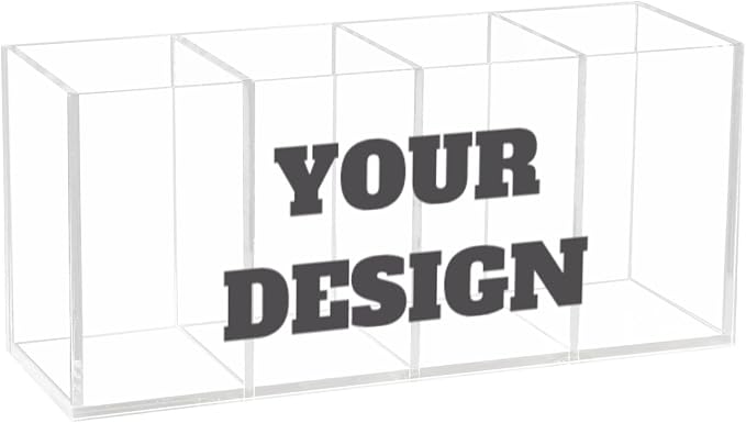 Custom Design Acrylic Pencil Pen Holder Desk Accessories Holder Custom Cosmetic Brush Organizer Modern Design Desktop Stationery Organizer for Office School and Home 7.87 x 2.48 x 3.54 In