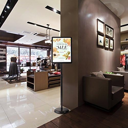 HUAZI Sign Holder Pedestal Sign Stand 8.5x11 inches with Base for Floor Vertical & Horizontal View Displayed,Snap-Open Frame with Safety Corner Outdoor,2 Pack