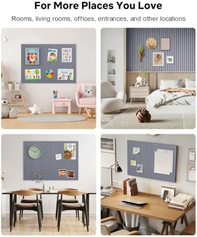 48" x 36" Large Cork Bulletin Board Tiles, Peel and Stick Felt Wall Panels for Vision, Message Center, Picture and Prayer Board for Office, Dorm, Room and Desk Decor(Soft Gray)
