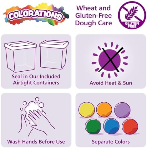 Colorations Wheat & Gluten-Free Dough, 6 Classic Colors, 1.5 lb Each | Non-Toxic, Play Dough, Bulk Set, Sensory Kit, Party Favors, Classroom Pack