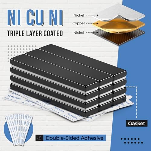 FINDMAG 12 Pack Black Rare Earth Neodymium Bar Magnets, 2.36x0.39x0.12in