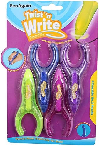 PenAgain Twist 'n Write Pencil Assorted Colors 4 Count (00071) Bundle with 10 Count Refills