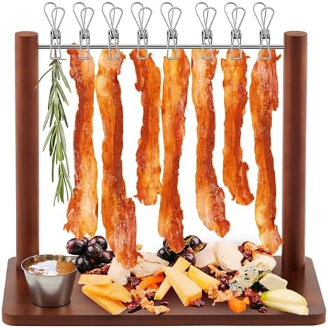 Acacia Wood 13 x 7.2 x 10.6 Inches Bacon Display Rack Wooden Bacon Tray