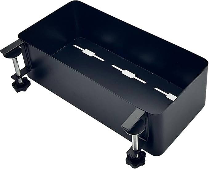 Desk Side Storage Hold Up To 11lbls Hanging Side Of Desk Organizer Clamp On Table Edge To Store Office Accessories, Gaming Devices, Cups For Office, Living Room, Dinning Room (Black)