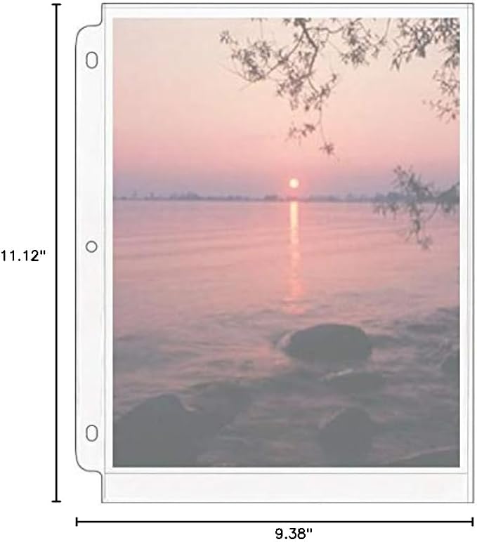 StoreSMART® - Photo Page for 3-Ring Binders - Archival-Safe Plastic - One 8" x 10" Pocket - Holds Two Photos - 100 Pack - CF38B-100