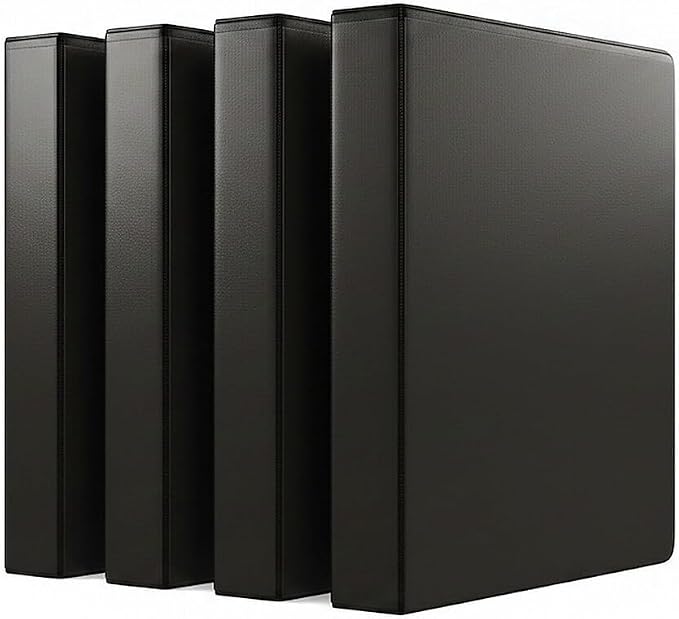 Staples 1 1/2" 3-Ring View Binder, Black, 4/Pack