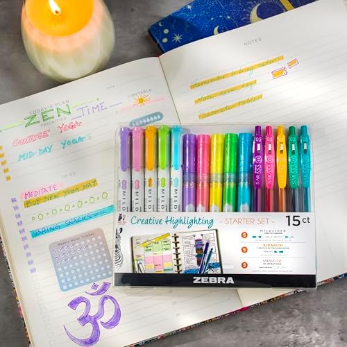 Zebra Pen Highligher Set, MILDLINER, KIRARICH & SARASA Clip, Assorted, 15Pk