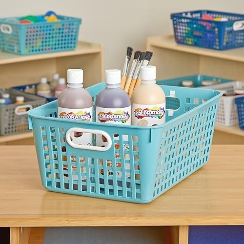Really Good Stuff Large Plastic Book Baskets, 13.25" by 10" by 5.5"-12-Pack