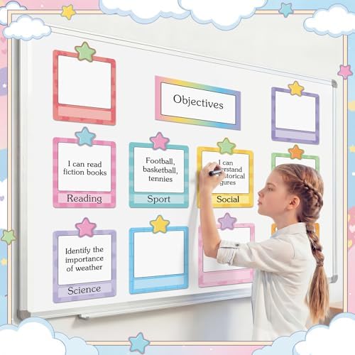 16 Pcs Magnetic Write Wipe Organization Chart, Stars
