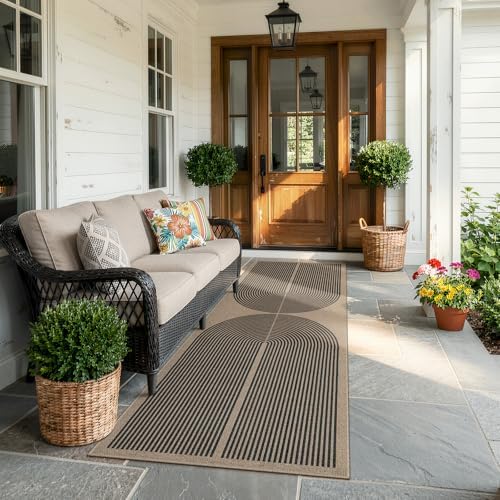 Lahome Modern Rainbow 2x8 Runner Rug, Washable Hallway Kitchen Runner Rugs with Rubber Backing Farmhouse Indoor Outdoor Carpet, Contemporary Non Slip Carpet for Entry Bedroom Porch