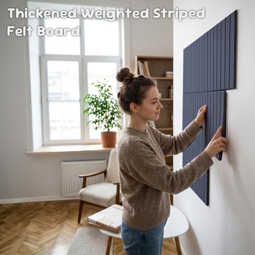 Large Felt Bulletin Board with Self-Adhesive | 6 Pack 36"x24" Cork Board Alternative | Notice Boards with 35 Pushpins, Secure and Easy to Install, Home Office Decor Classroom Decor - Navy Blue