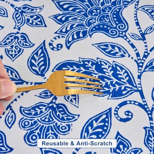 LIBERECOO Heavy Duty Vinyl Tablecloth with Flannel Backing Waterproof Oil-Proof Plastic Table Cloth Stain-Resistant Wipeable Rectangle or Square Table Cover for Indoor and Outdoor 60 x 84 Inch